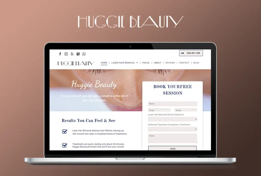 A laptop is open to a website for hucci beauty