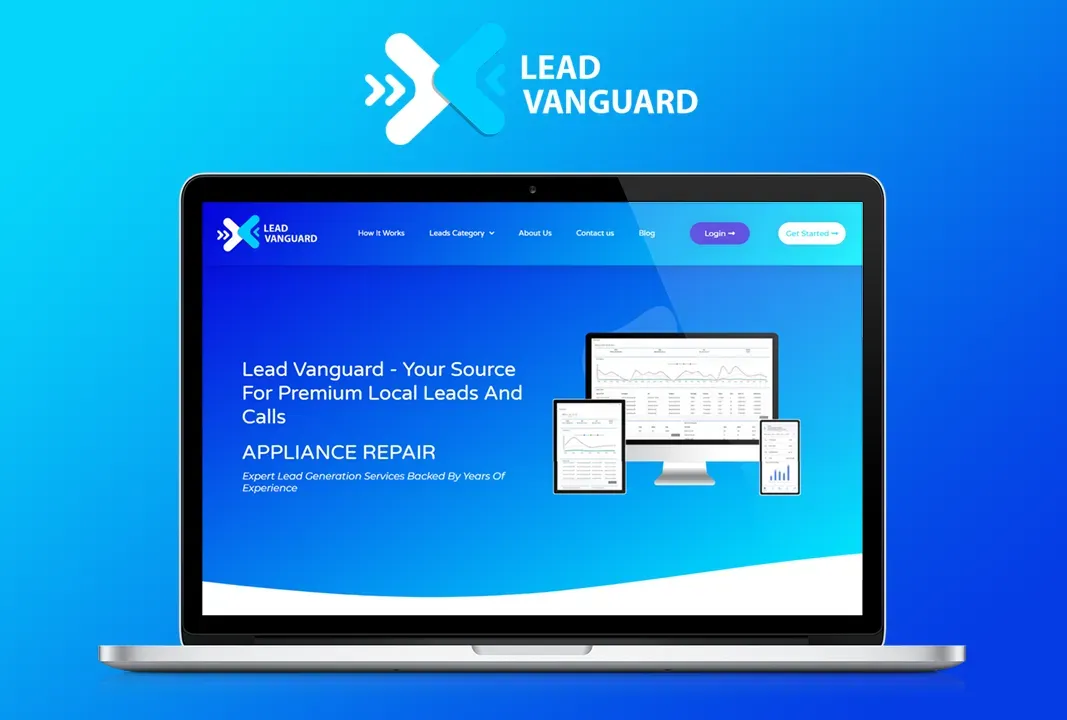 A laptop computer is open to a lead vanguard website.