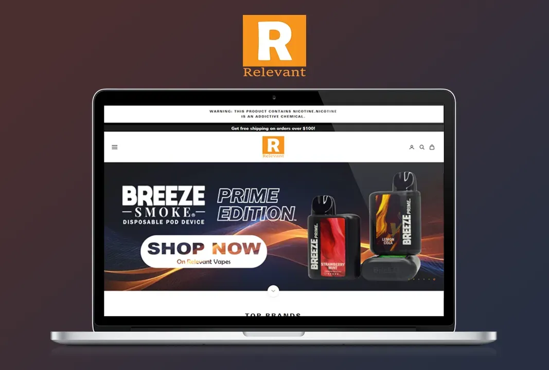 A laptop is open to a breeze smoke website