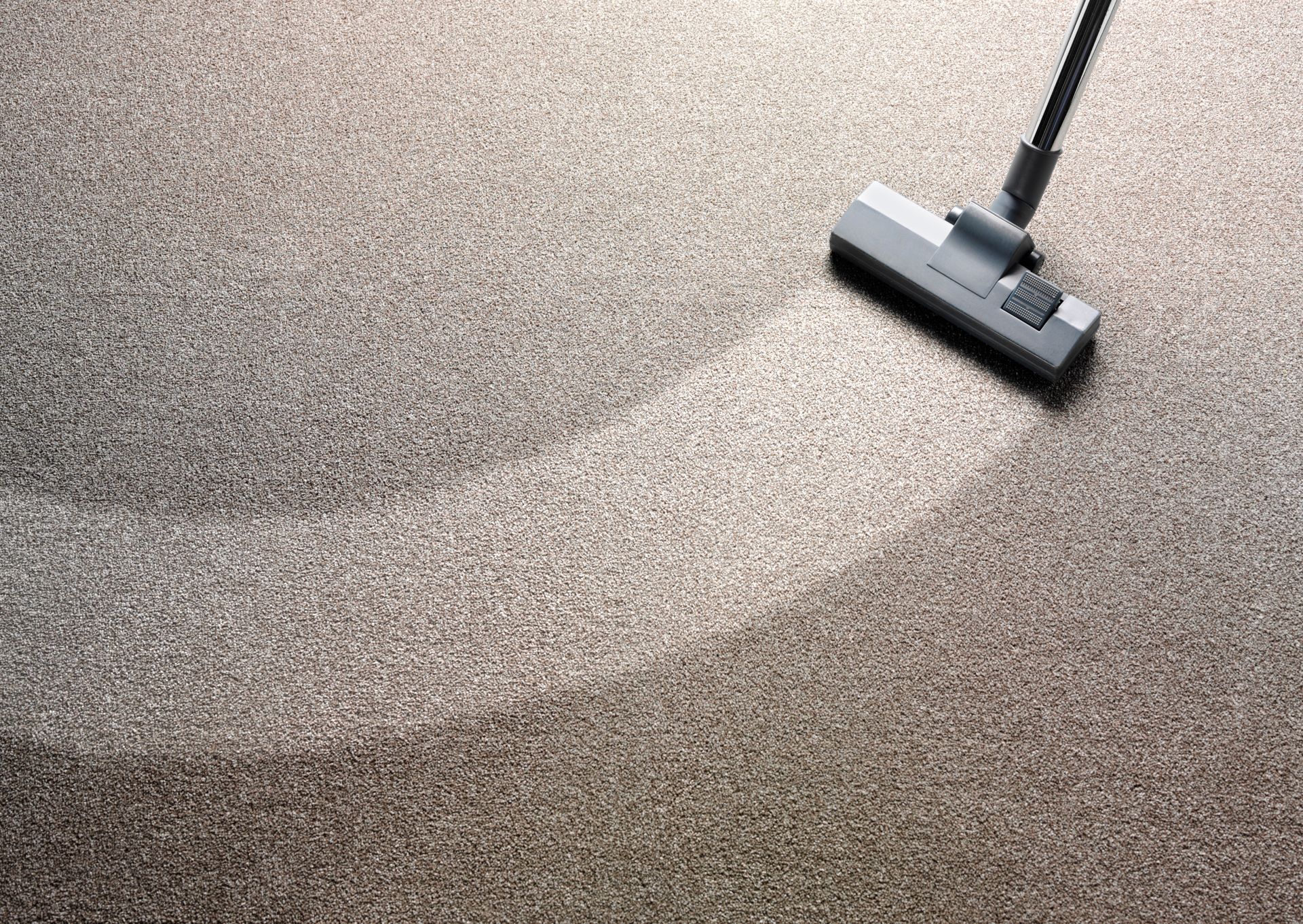 Vacuum cleaner on carpet, showcasing local carpet cleaning service with a clean strip.