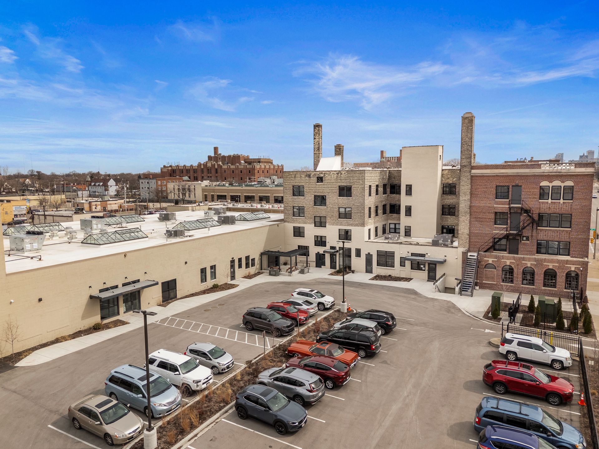 Photo showing the parking lot in back of the building