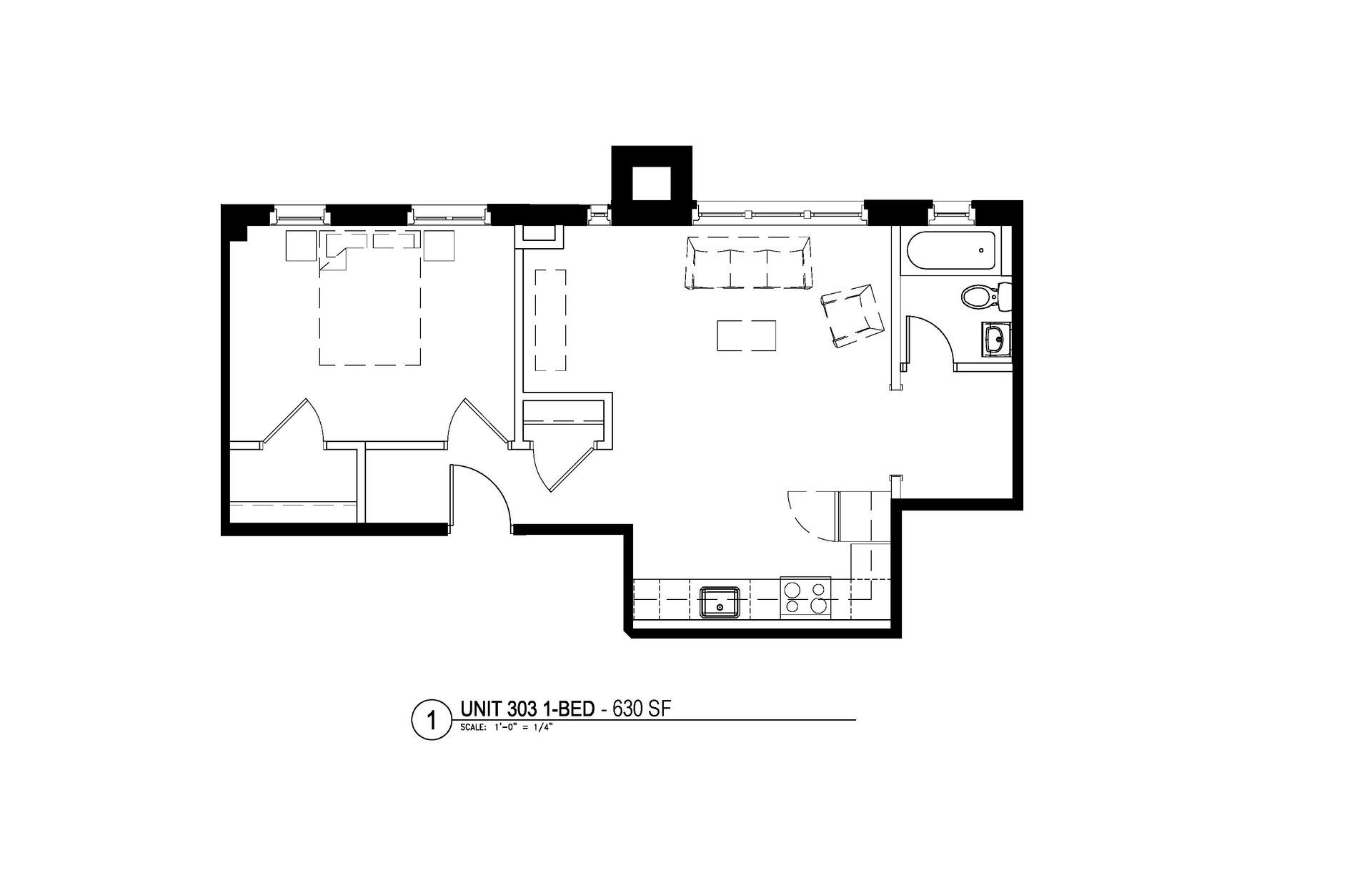 1 Bedroom floor plan