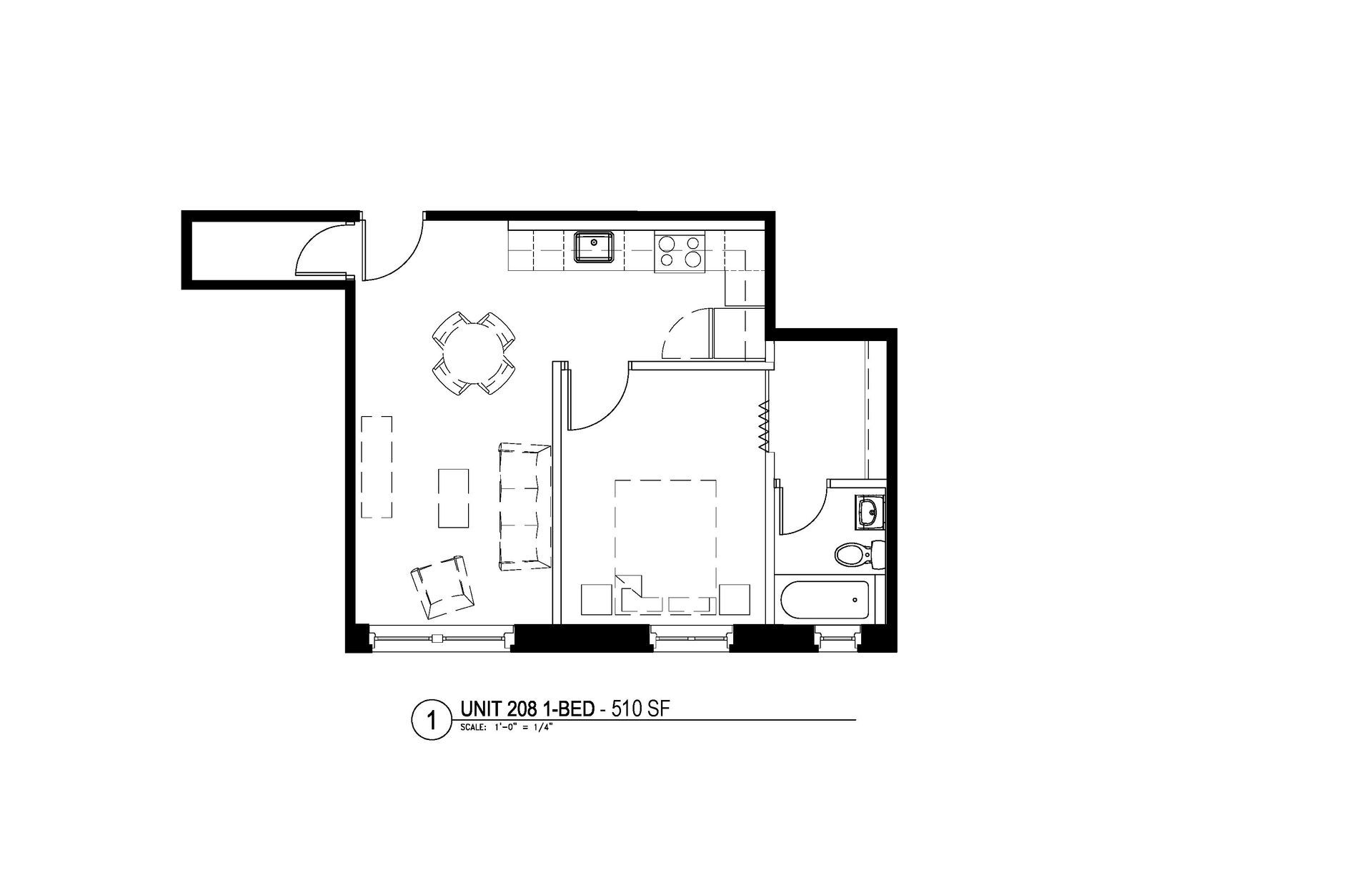 505 Square Feet 1 Bedroom 1 Bathroom Floor Plan