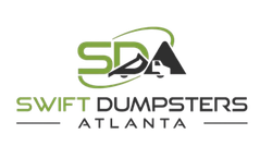 The logo for swift dumpsters atlanta is green and black.