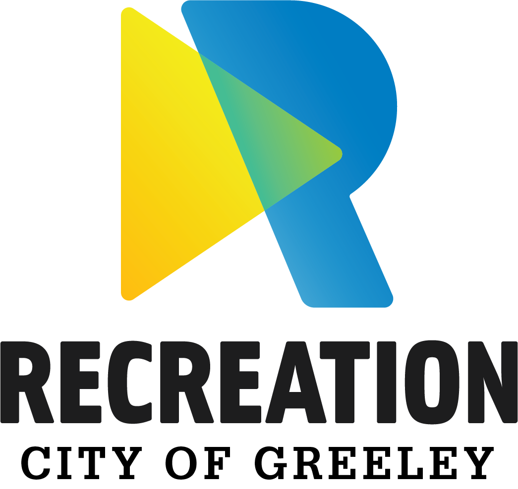Recreation City of Greeley logo with colorful stylized R icon and black text