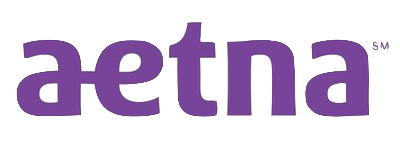 Aetna logo in purple.