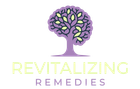 The logo for revitalizing remedies has a tree in the shape of a brain.