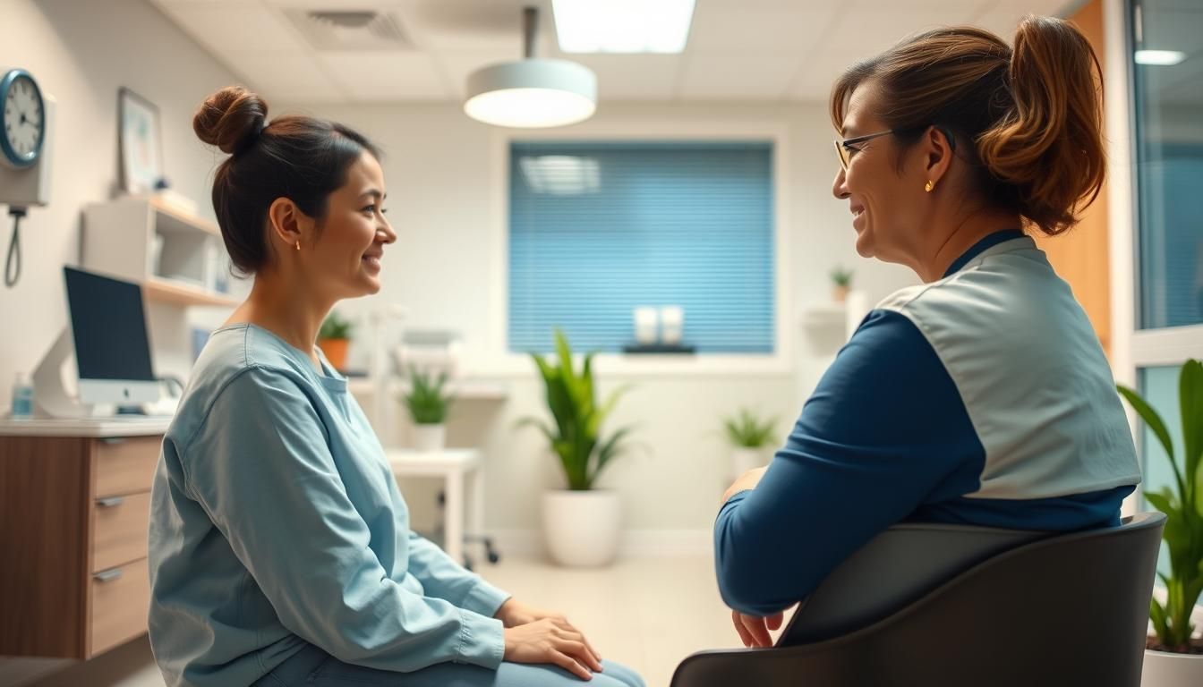 Image showing doctor and pateint discussing managing treatment side effects
