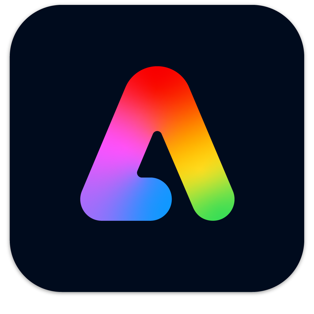 A rainbow colored icon for Adobe Express on a black background.