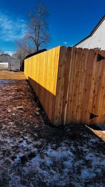Cedar privacy fence with double gate another angle — Greeley, CO — Fence Pros
