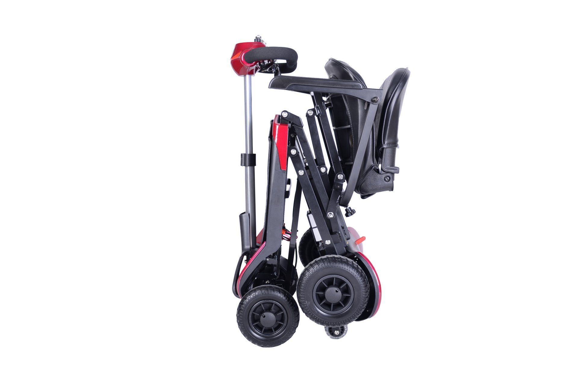 Red Folding Mobility Scooter - left full fold