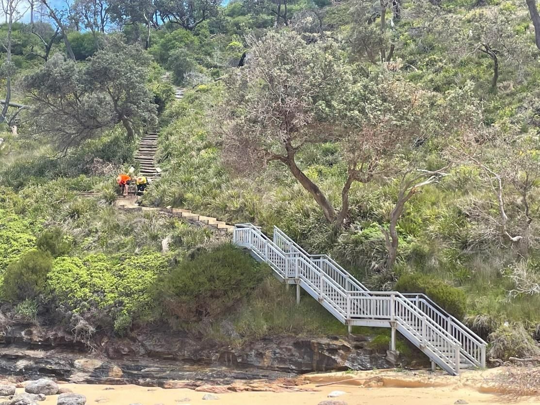 Wooden Stairs Lead up A Green Hillside from A Beach — ALI Civil Pty Ltd in South Nowra, NSW
