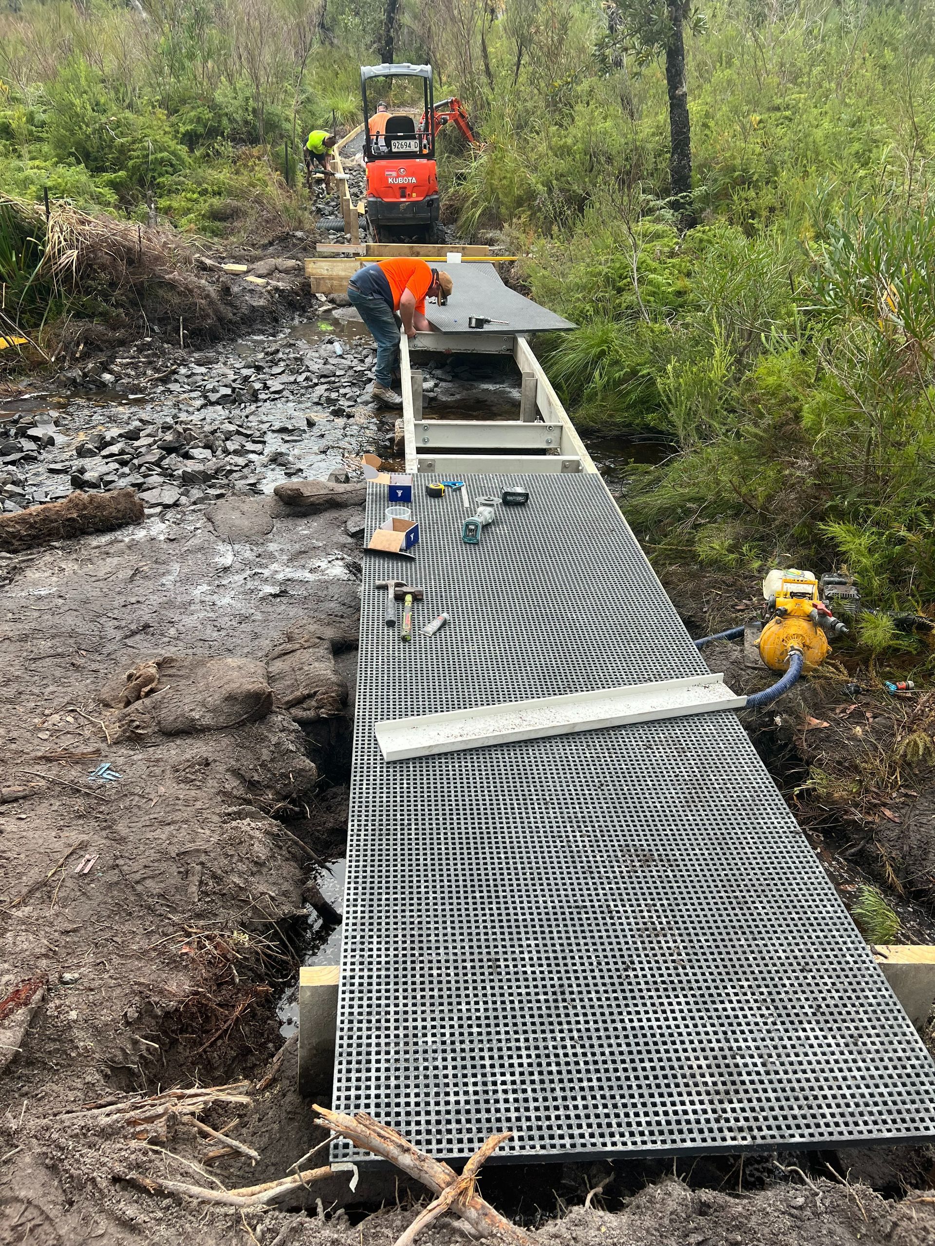 Workers Build a Sluice Box Near a Stream — ALI Civil Pty Ltd in South Nowra, NSW