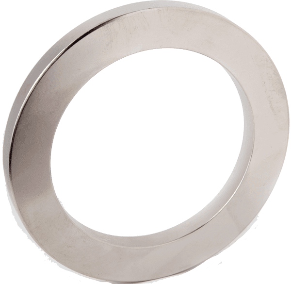 A metal ring with a hole in the middle on a white background