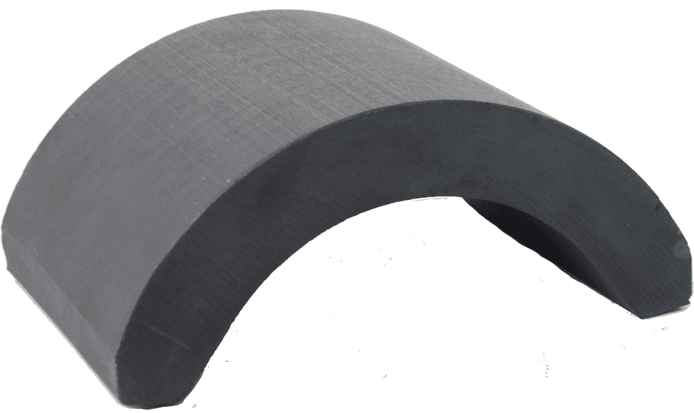 A curved piece of foam on a white background