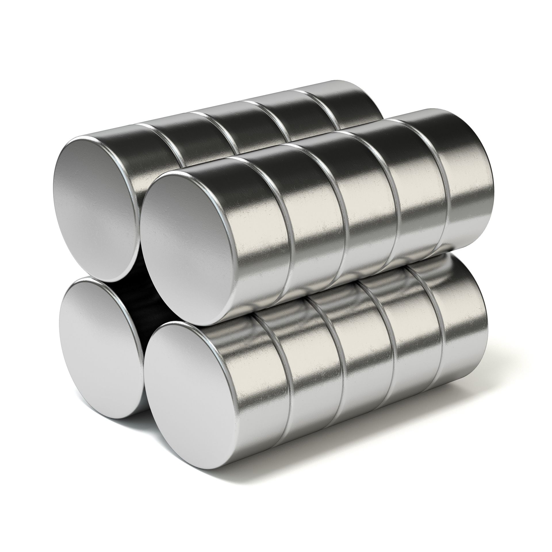 A bunch of metal cylinders are stacked on top of each other