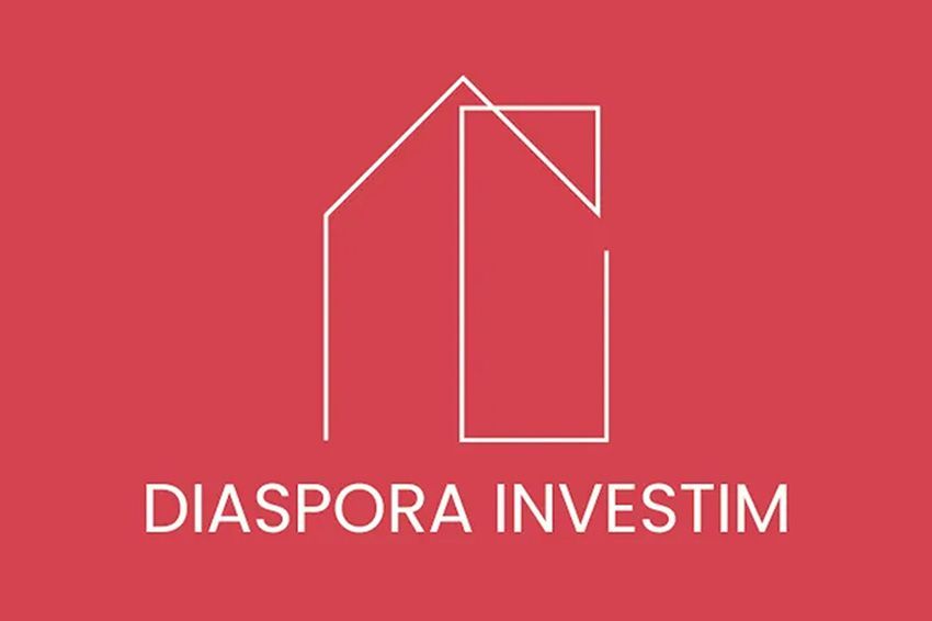 Un logo pour diaspora investim avec un fond rouge