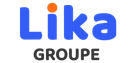 le logo de la société lika groupe est bleu et orange