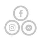 Trois icônes de médias sociaux sont empilées les unes sur les autres sur un fond blanc.