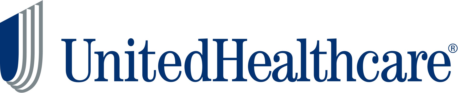 The logo for united healthcare is blue and white.