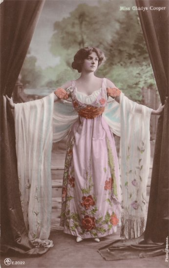 'Aristophot Co Ltd' were one of the earliest publishers of Gladys Cooper postcards.  The above postcard was issued prior to 1910. www.gladyscooper.com