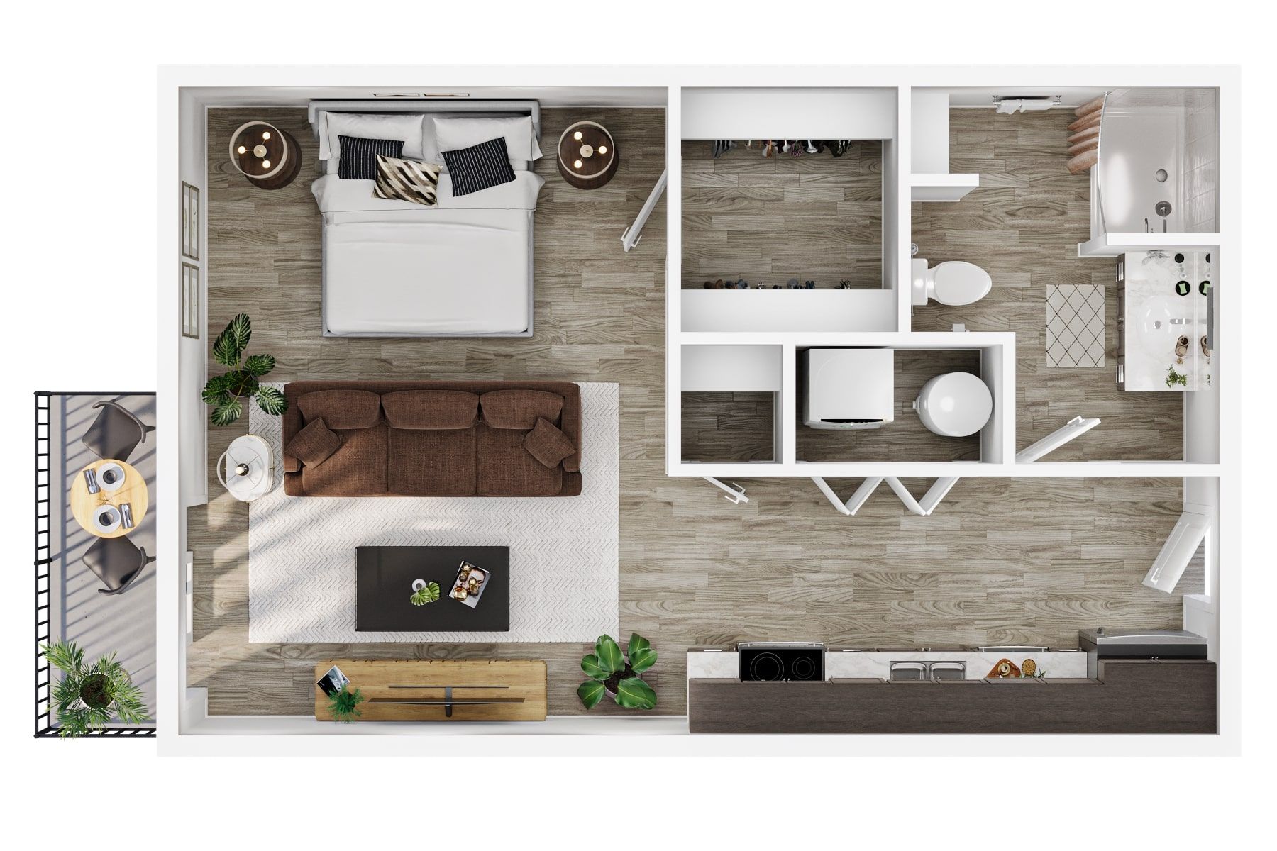 STUDIO, 1 BATH FLOOR PLAN