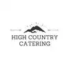 Logo for High Country Catering: Mountain silhouette with sunburst above text.