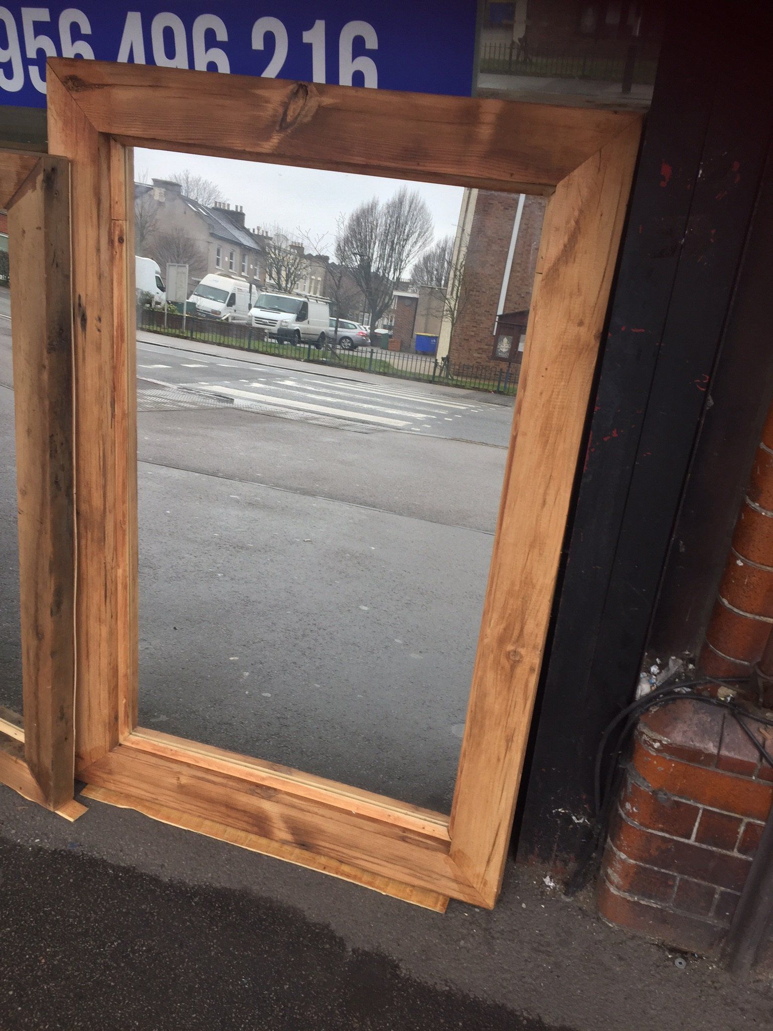 door with wooden frame