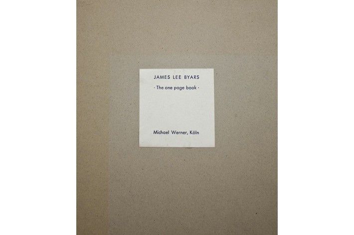 BOESKY GALLERY ONE - James Lee BYARS “The One Page Book” 1972