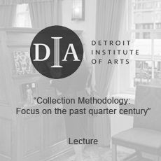 A black and white photo of a detroit institute of arts lecture.