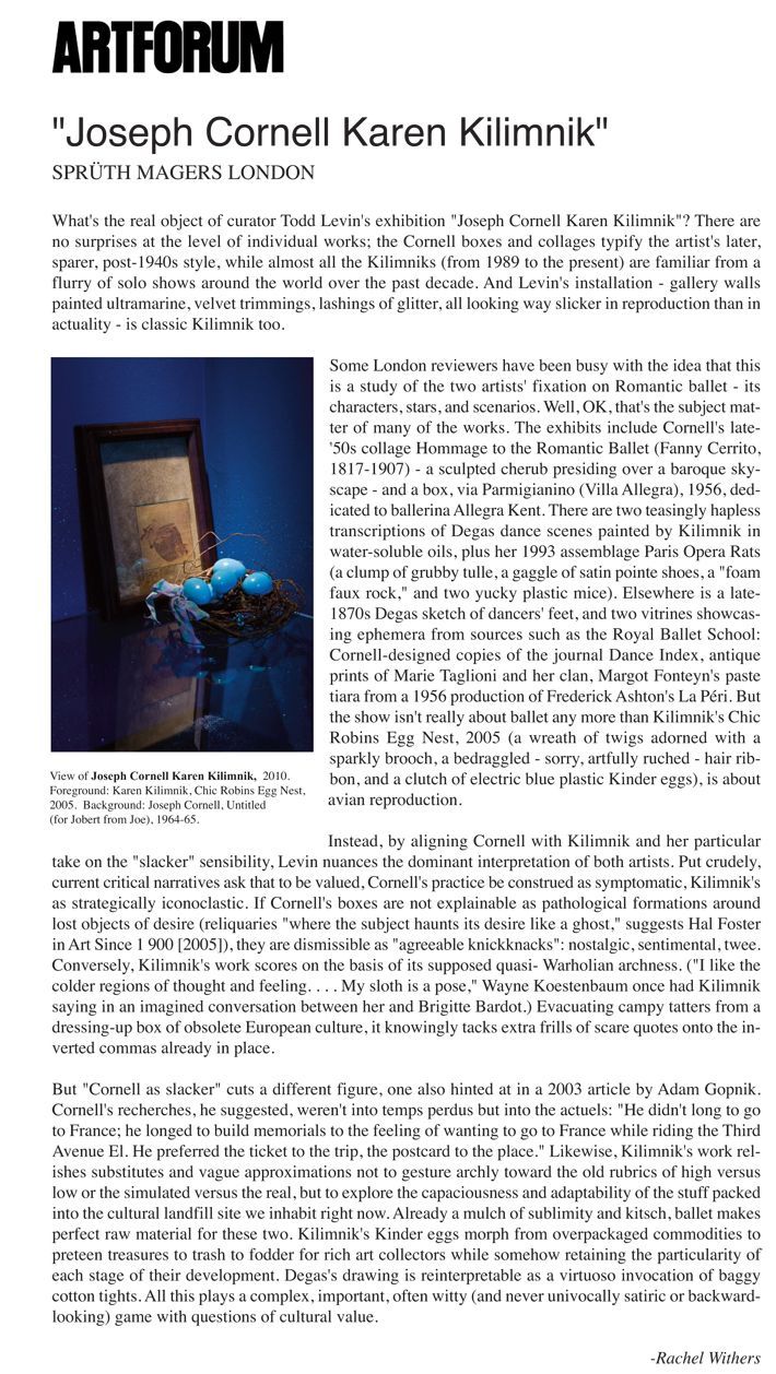 A newspaper article about a painting by joseph cornell.