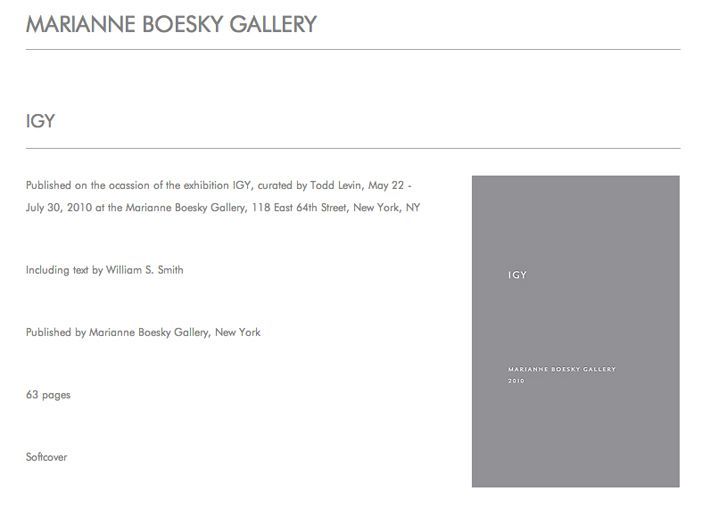 A website for the marianne boesky gallery with a picture of a book.