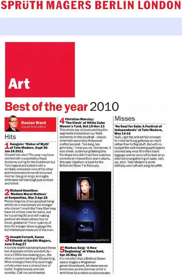 A newspaper article about the best of the year 2010