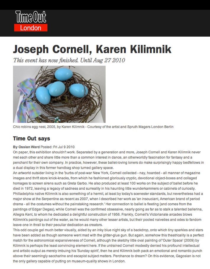A newspaper article about joseph cornell and karen killinik