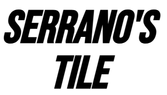 A black and white logo for serrano 's tile