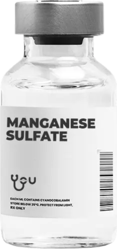A bottle of manganese sulfate is on a white background. | You Health