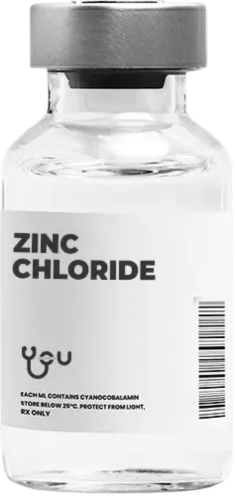 A bottle of zinc chloride is on a white background. | You Health