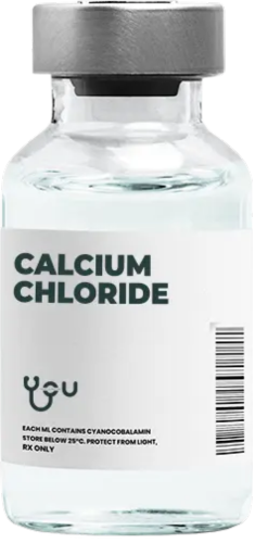 A bottle of calcium chloride with a white label | You Health
