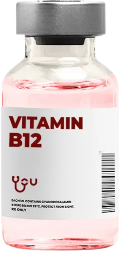 A bottle of vitamin b12 on a white background. | You Health
