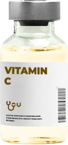 A bottle of vitamin c is on a white background. | You Health