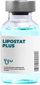 A bottle of lipostat plus is sitting on a table. | You Health