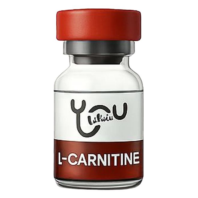 A bottle of l-carnitine on a white background