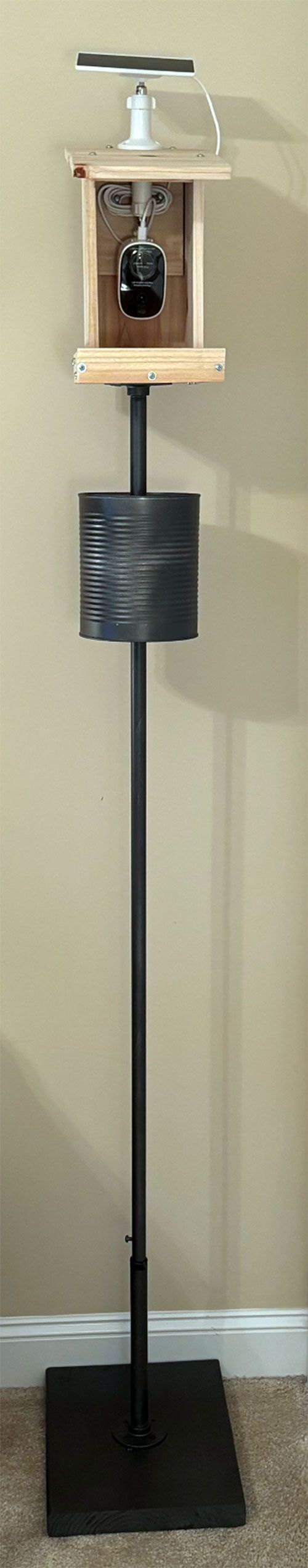 Solar cam bird feeder with pole mount full setup