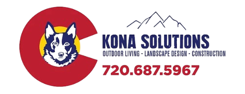 Logo for Kona Solutions, features a husky inside a Colorado flag with text and phone number.