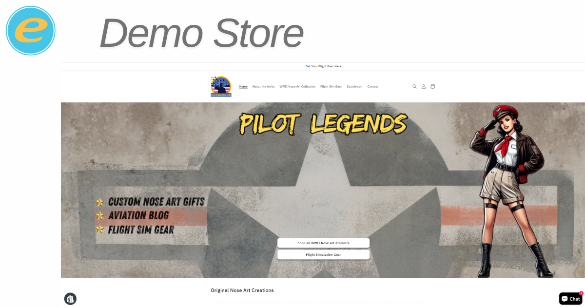 Shopify store pilotlegends.com