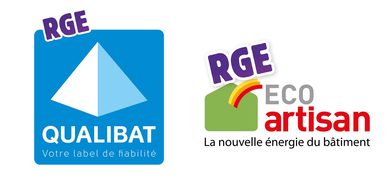 Deux logos pour une entreprise appelée qualibat et rge eco artisan.