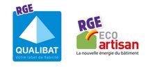 Deux logos pour une entreprise appelée qualibat et rge eco artisan.