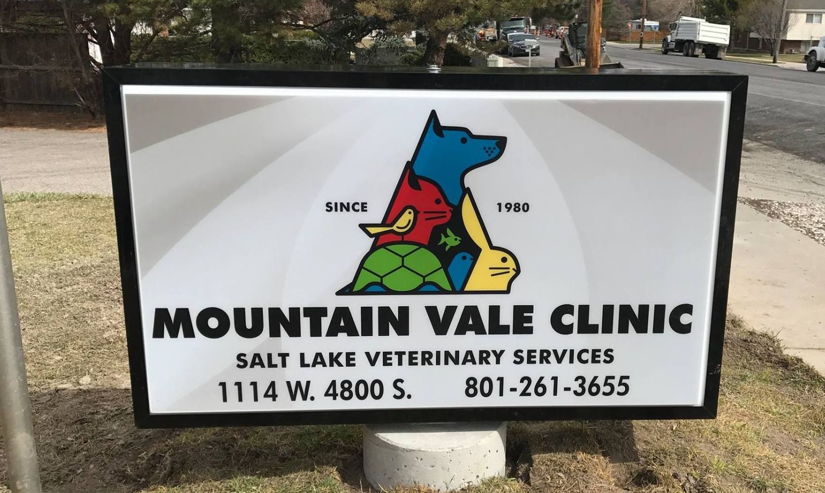 Pet Clinic — Signboard with Location and Contact Details in Taylorsville, UT