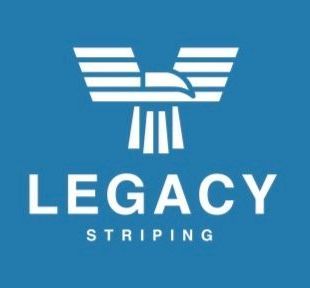 Legacy striping logo on a blue background