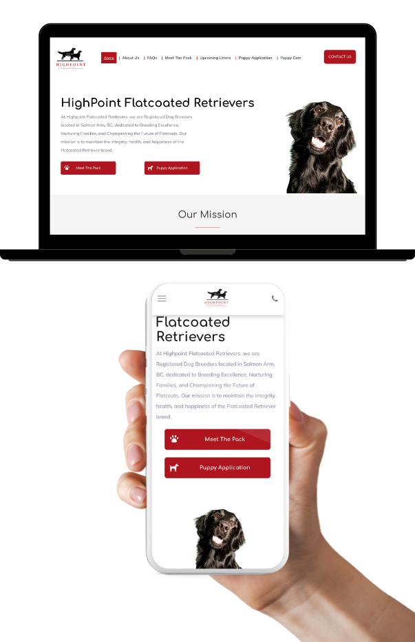 Web Design example for Highpoint Flatcoated Retrievers